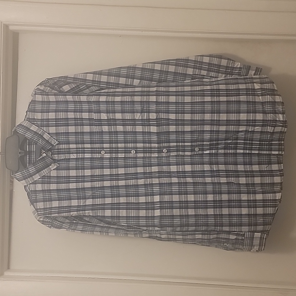 Lee Regular Fit Stretch Blue Plaid Long Sleeve Button Down Shirt Men's Large New